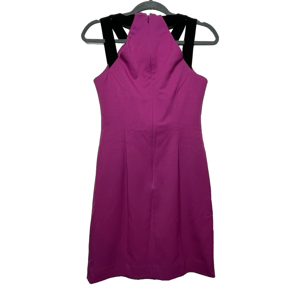 Black Halo Fuchsia Bodycon Dress Structured Strappy Sleeveless Size 2 Barbiecore - Picture 10 of 10